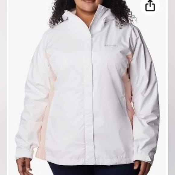 COLUMBIA Women's Arcadia II White & Peach Omni Tech Rain Jacket - Picture 4 of 10